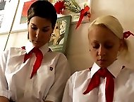 Schoolgirl scenarios with brutal spankings for stunning young girls